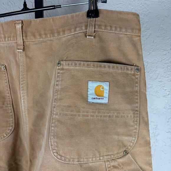 Vintage Carhartt 1970s 80s Tan Double Knee Carpenter Sz 39 Duck Canvas Pants - Picture 8 of 9